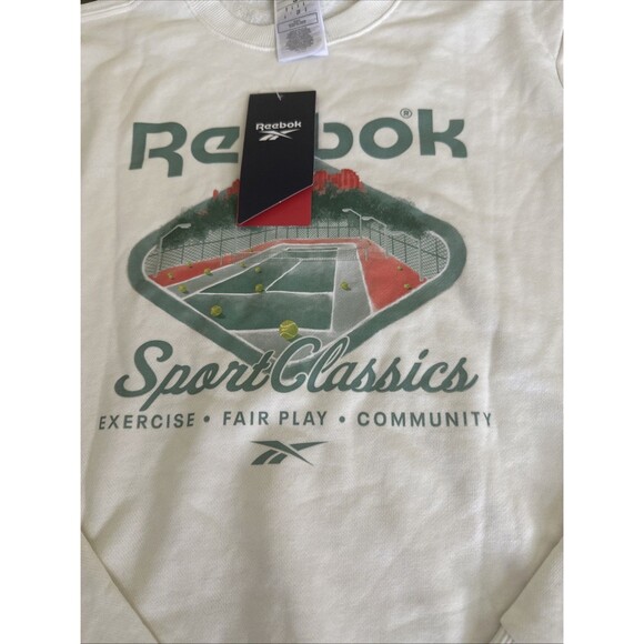 Reebok Women's Court Sport Pullover Crewneck Sweatshirt Off White Size Small - Picture 6 of 7